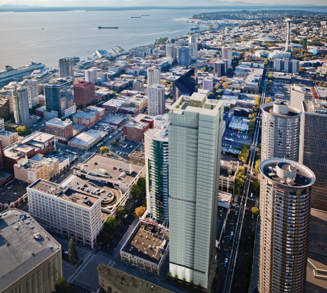 Stanford Hotels chose Nyhus to recruit government support for the land use development of a new 50-story Seattle skyscraper.